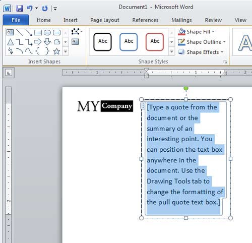 Word Env #10 Tutorial - Default Text in Simple Text Box