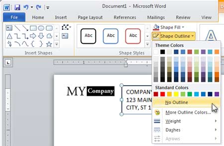 Word Env #10 Tutorial - Remove Black Outline Around Address