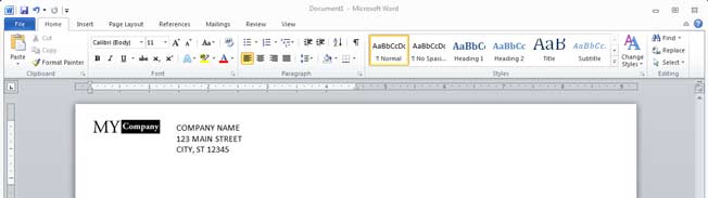 Word Env #10 Tutorial - Logo and Address Aligned at Top