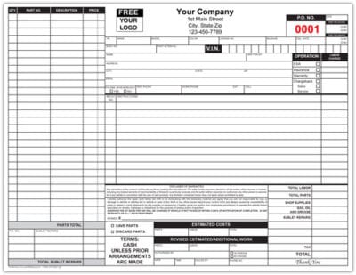 Auto Repair Order Forms | Automotive Repair Order Forms | Vehicle ...