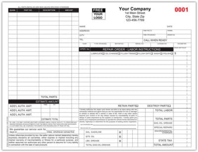 Auto Repair Order Forms | Automotive Repair Order Forms | Vehicle ...