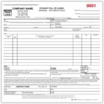 Bill of Lading Form 2 Part - 3 Part