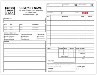 HVAC Invoices | Custom HVAC Services Order Invoice Carbonless Forms ...