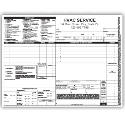 HVAC Service Invoice Form, HVAC Invoices Customized