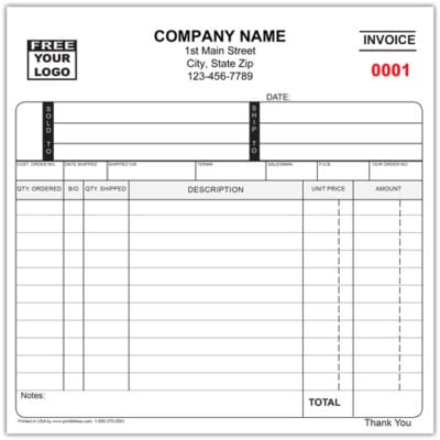 2 or 3 Part Invoice Form 8.5