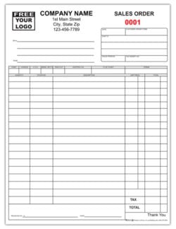 Custom Sales Order Form Printing