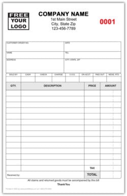 Invoice form / Sales Receipt Carbonless