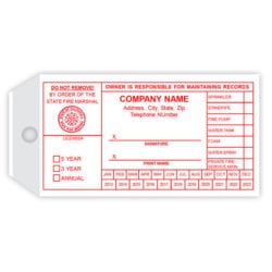 California Dry Sprinkler Inspection Tag