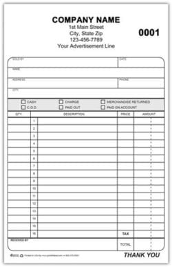 NCR Invoice and Receipt Form