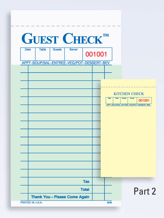 Printable Guest Check