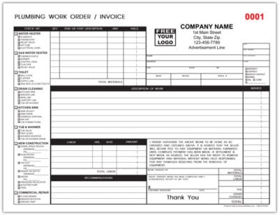 Plumbing Invoice Forms | Plumbing Receipt - Printit4Less