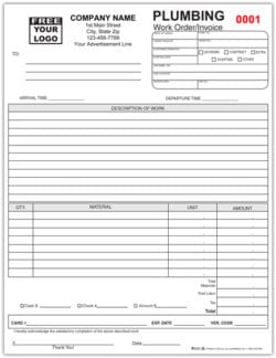 NCR Multi Part Plumbing Work Order form