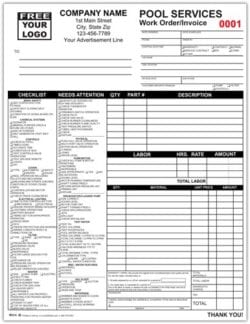 Custom Printed Pool Services Work Order Forms | Printit4Less.com