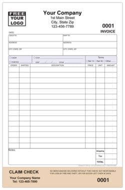 Small Invoice with Claim Check