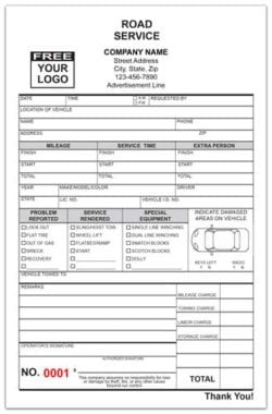 Tow Truck Invoice Form: Road Service | Printit4Less.com