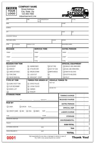 Road Service Invoices: Custom Towing Forms | Printit4Less.com
