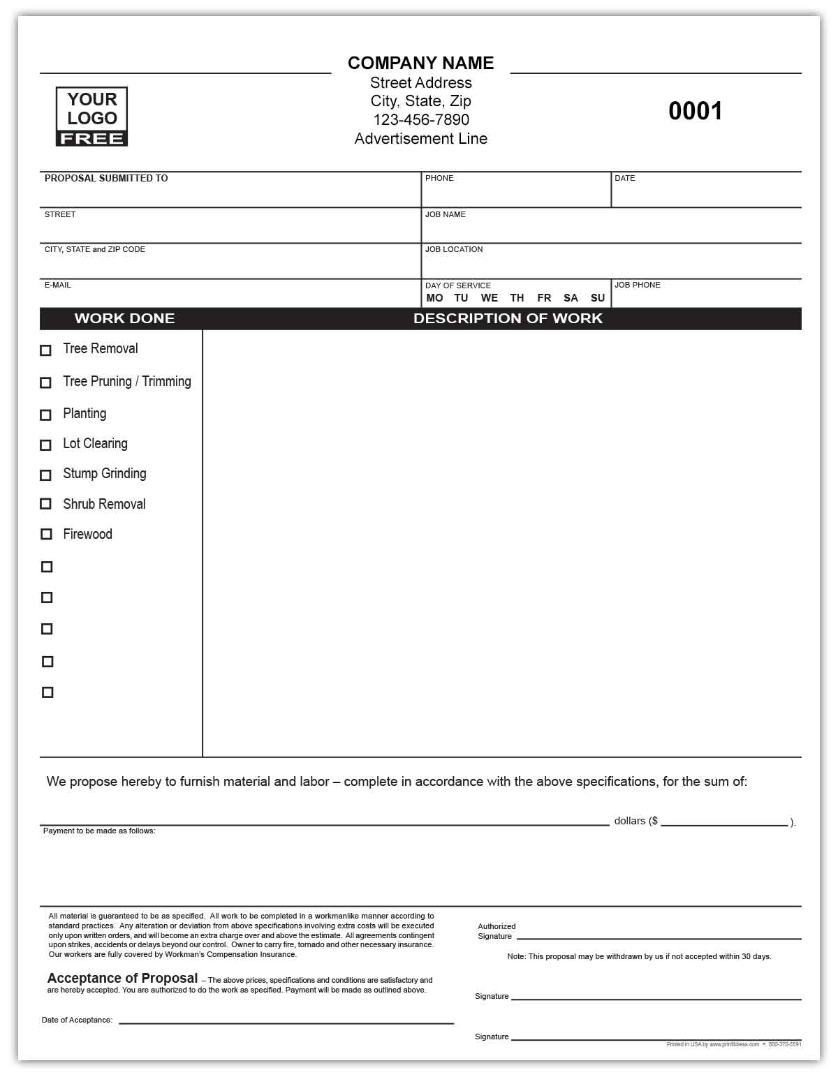 Printable Landscaping Proposal Template