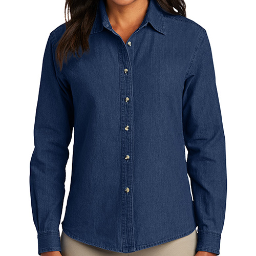Custom Ladies Long Sleeve Value Denim Shirt | Printit4less.com
