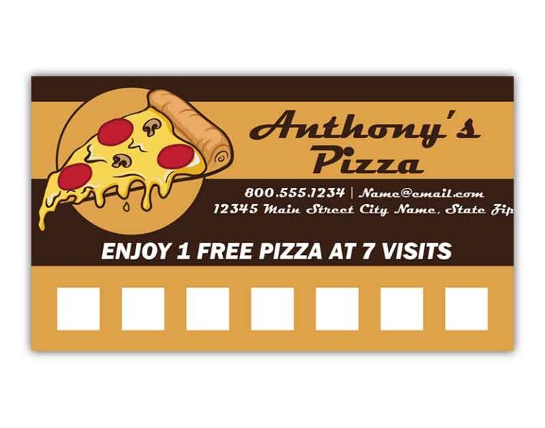 Pizza Restaurant Reward Punch Cards | Printit4Less