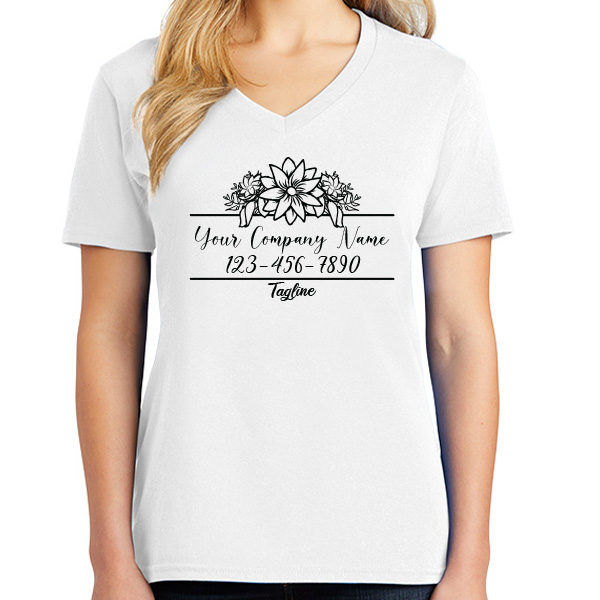 Ladies V-Neck Florist T-Shirts