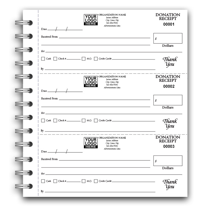 One Color logo Donation Receipt Book