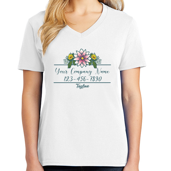 Ladies V-Neck Personalized Florist T-Shirts