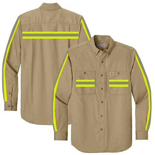 khaki with yellow reflective